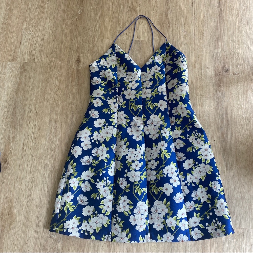 Alice + Olivia Blue Floral Mini Dress